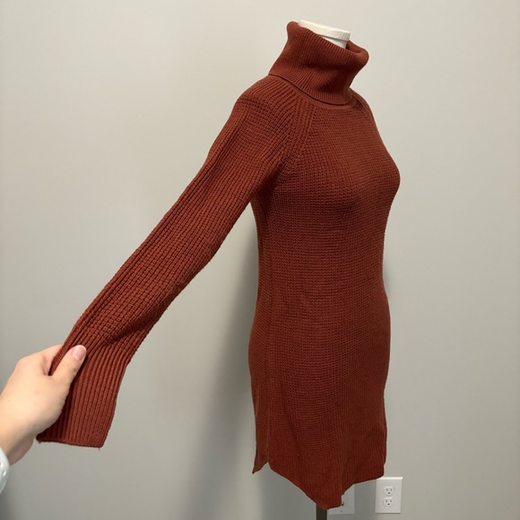 Aritzia Wilfred Free Bianca Dress Sweater Dress Size XXS Rust Red Merino Wool - Picture 5 of 14